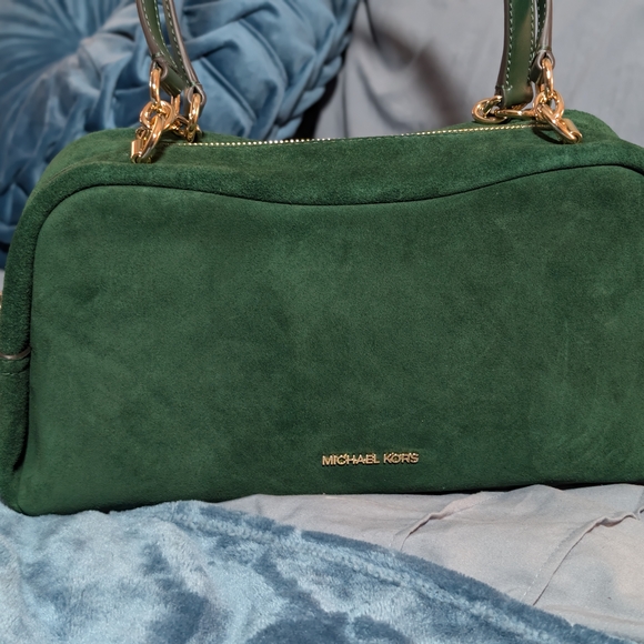 Michael Kors Emerald Green Suede East West Shoulder Bag w/Bag Charm - Picture 3 of 12
